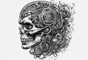 A brain spilling out of a cornocopia tattoo idea