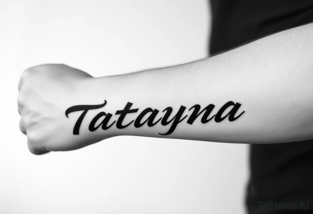 Tattoo for a man that says the name “Tatayana” tattoo idea