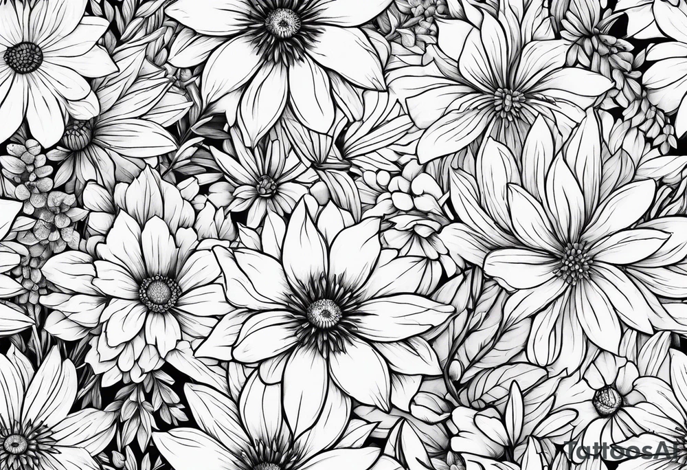 Wildflowers, smaller, vertical tattoo idea