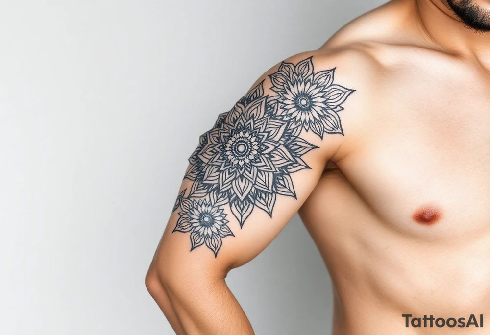 bold line ornamentaali mandala vegvisor tattoo idea