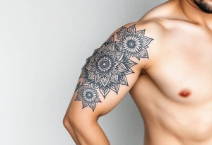 bold line ornamentaali mandala vegvisor tattoo idea