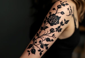 Simple black roses silhouette, no shading or color, for a bold minimalist look. tattoo idea