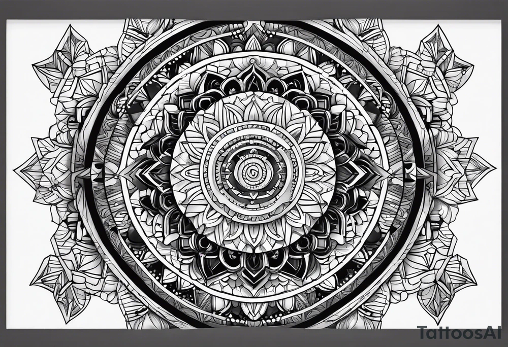 Forearm futuristic mandala design tattoo idea