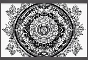 Forearm futuristic mandala design tattoo idea