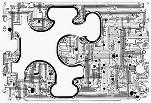 Jigsaw puzzle piece with circuits tattoo idea
