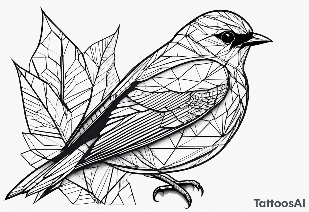 Geometric Black and white blue bird outline with no color tattoo idea