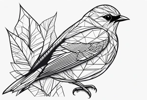 Geometric Black and white blue bird outline with no color tattoo idea