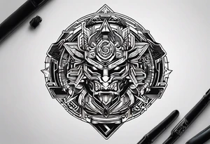 cyberpunk themed enki symbol tattoo idea