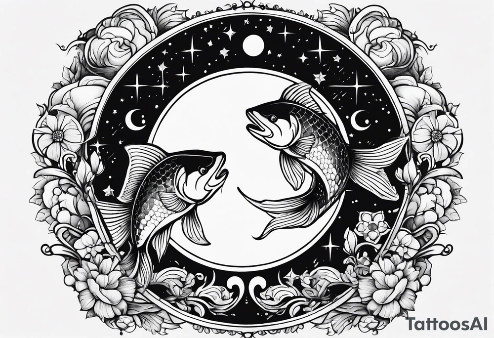 Pisces astrological symbol in a full moon tattoo idea Pisces astrological symbol in a full moon tattoo idea