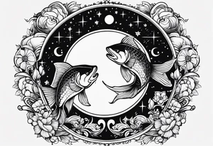 Pisces astrological symbol in a full moon tattoo idea