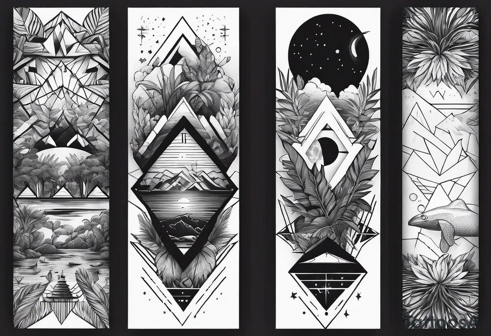 minimalistic jungle vs space with line tattoo idea