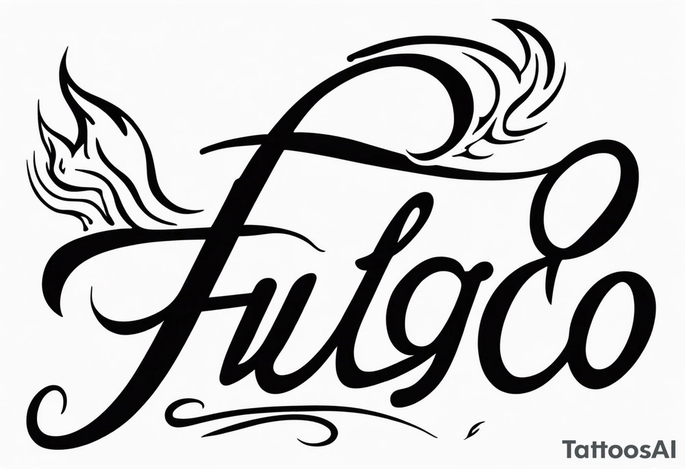 The word “fuego” in cursive with flames around it. tattoo idea