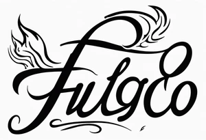 The word “fuego” in cursive with flames around it. tattoo idea
