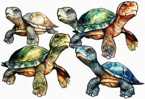 a creature that looks like a turtle covered in fur, on the shore tattoo idea