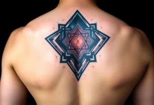 cover up tattoo inspired by the galaxy that is geometric and medium sized tattoo idea