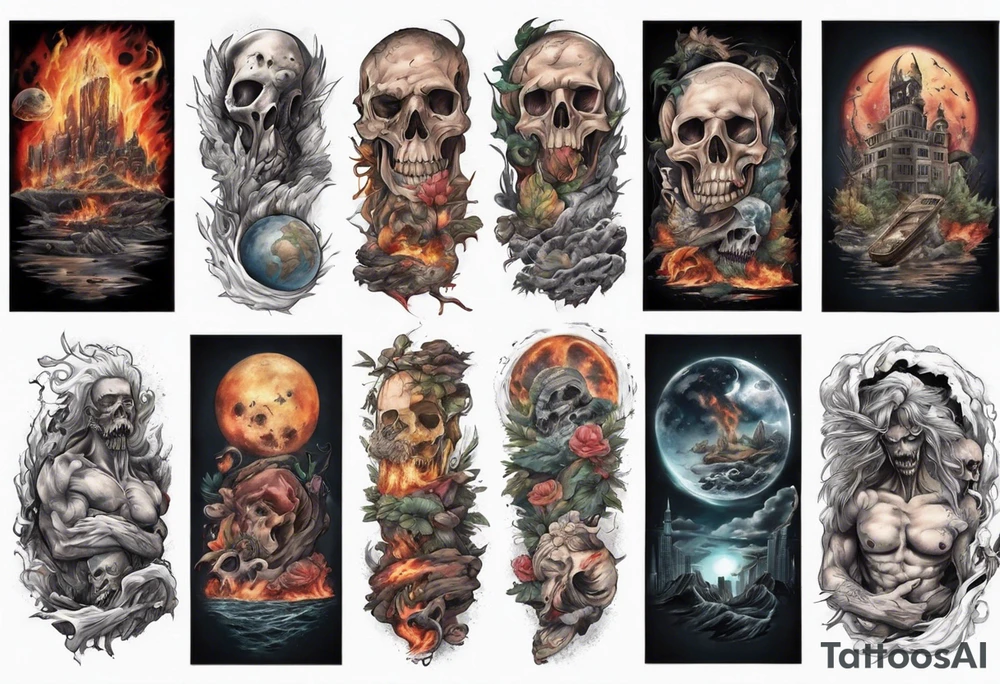 End of the world full scene tattoo idea