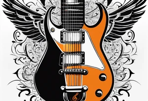 Gibson Flying V, musical notes, peace tattoo idea