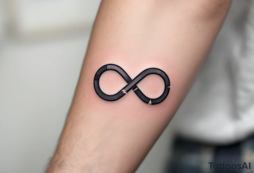 An arrow looping into an infinity symbol tattoo idea