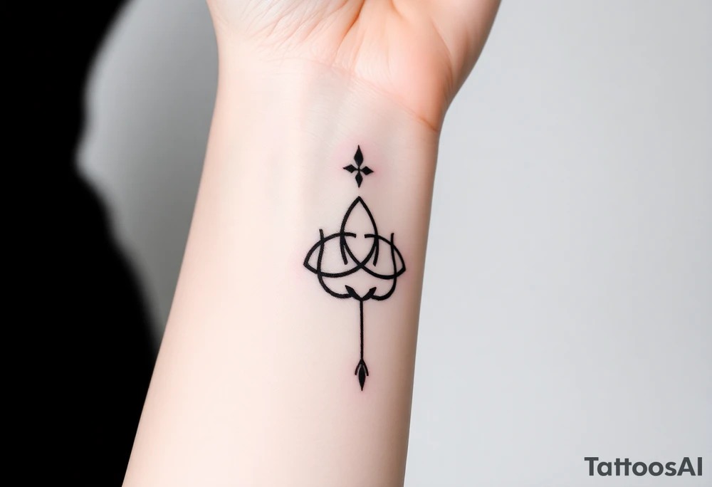 Can you make me a design for a tattoo with Lilith  symbol  a loose knot and a rose tattoo idea