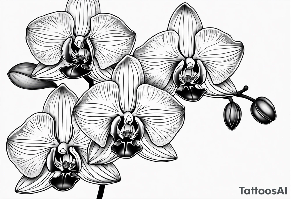 vertical minimal design with 
orchids tattoo idea