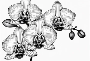 vertical minimal design with 
orchids tattoo idea