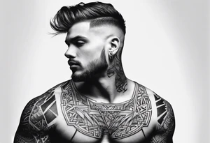 Male tattoo on the neck tattoo idea