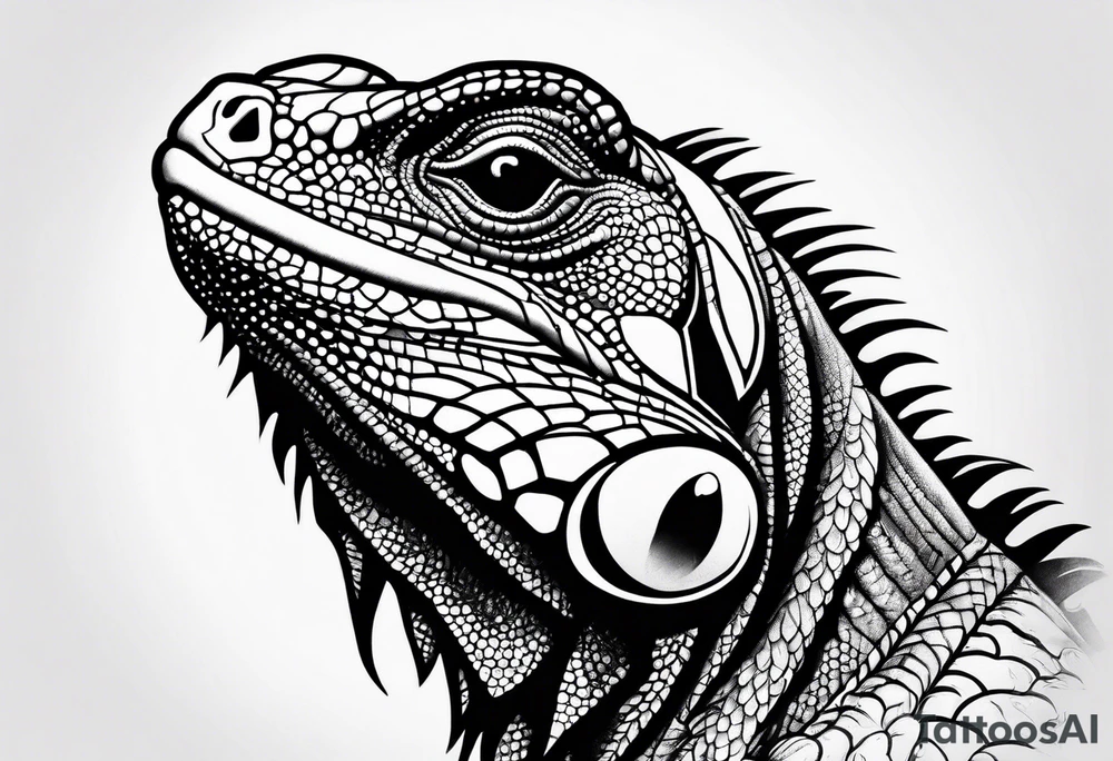 iguana line work tattoo idea
