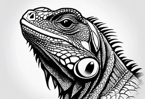 iguana line work tattoo idea
