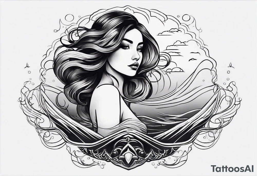 simple tattoo of full body girl comfortably floating above water tattoo idea