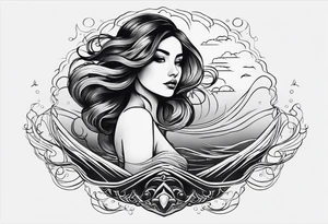 simple tattoo of full body girl comfortably floating above water tattoo idea