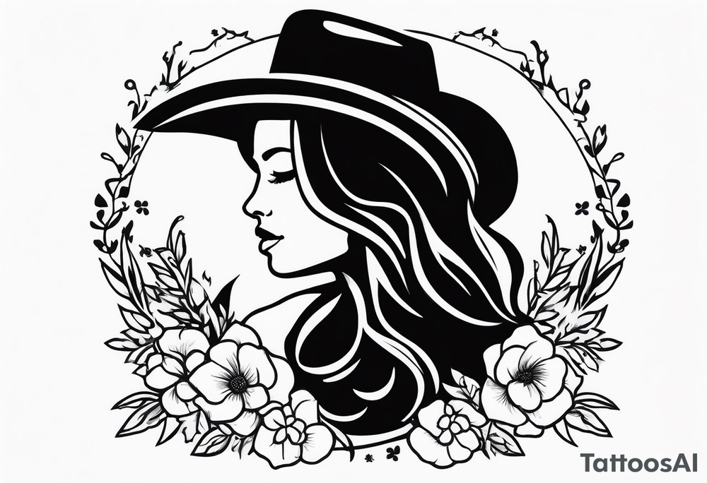 floral western cowgirl tattoo idea