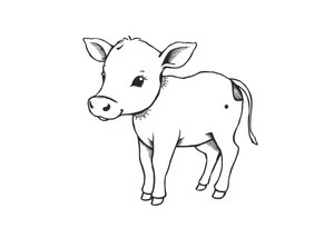 cute black and white baby cow tattoo idea