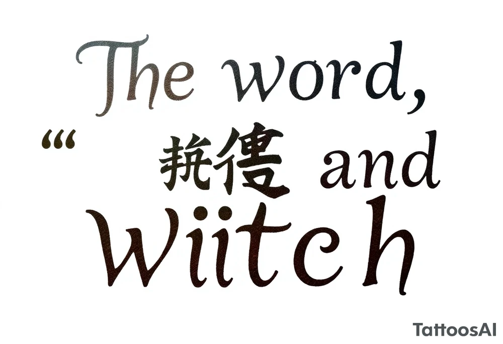 The word “싸이커스” and witch tattoo idea