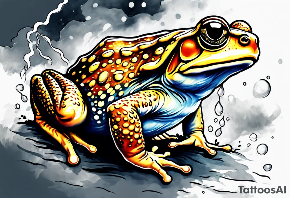 A toad in a thunderstorm tattoo idea
