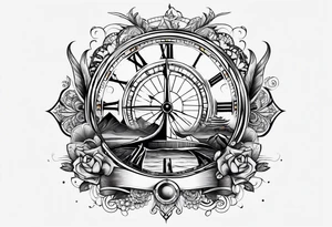 Simple tattoo combining elements of time, travel, and direction. tattoo idea