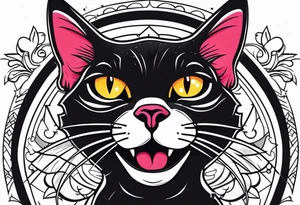 Black cat tattoo idea