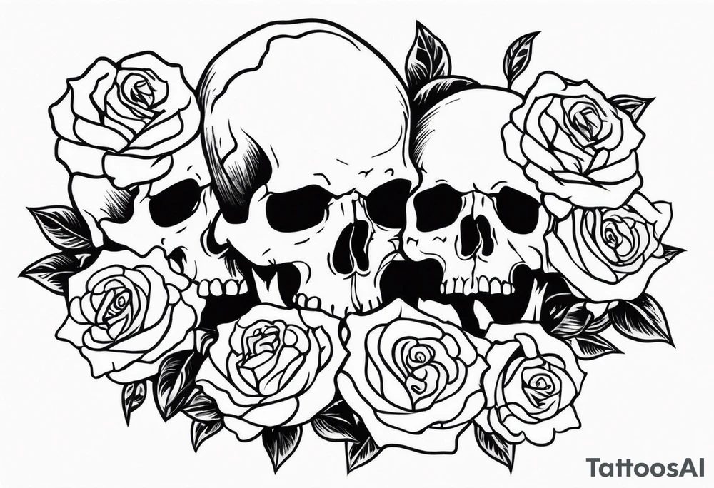 I want free skulls melting into each other in the background being roses tattoo idea