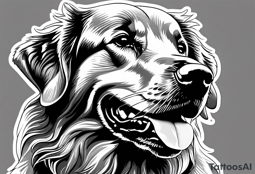 dark colored golden retriever that is happy tattoo idea