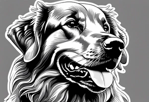 dark colored golden retriever that is happy tattoo idea