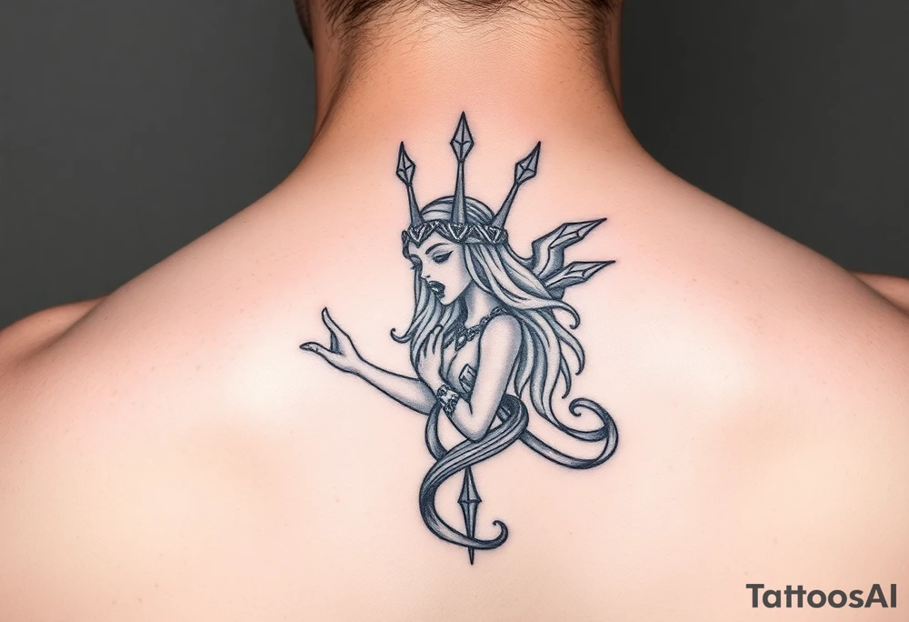 Aquarius theme mysterious screams power elegant and feminine small tattoo idea