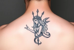 Aquarius theme mysterious screams power elegant and feminine small tattoo idea