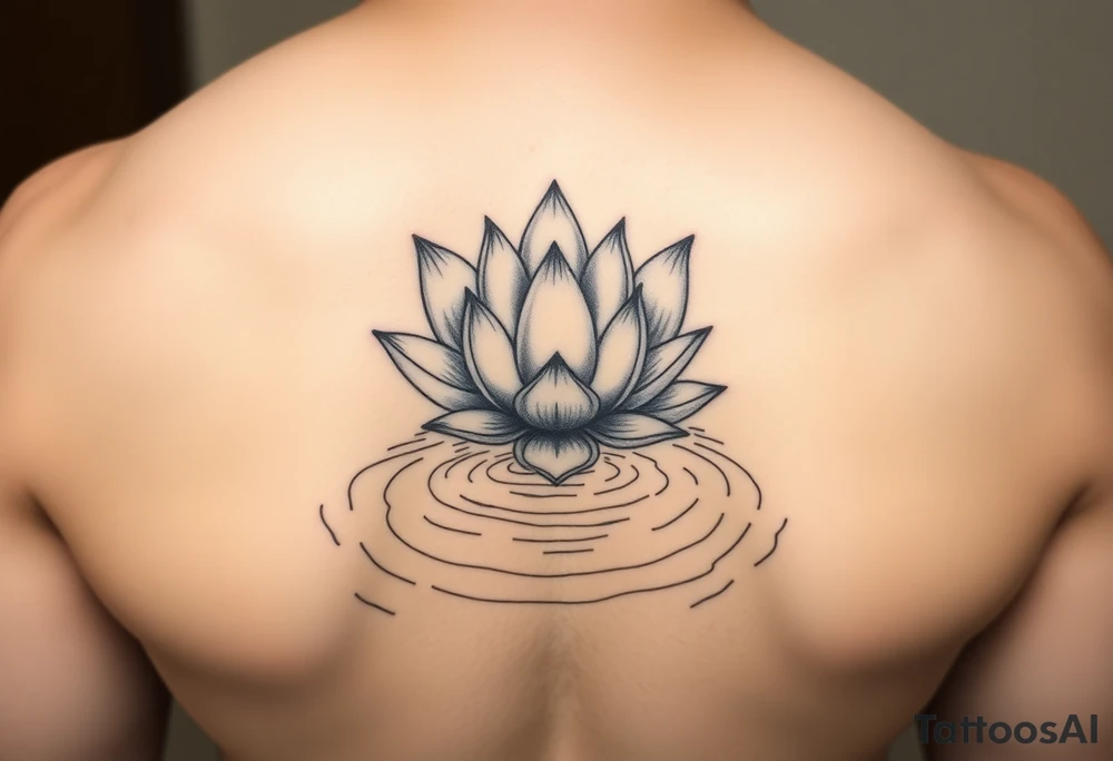 serene lotus flower emerging from sacred waters with ripples tattoo idea