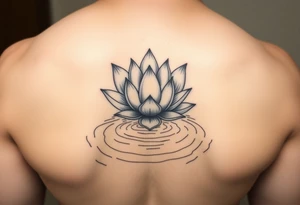 serene lotus flower emerging from sacred waters with ripples tattoo idea