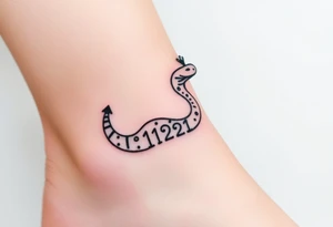 I want a small simple silhouette lines black and white wrist princess like girl snake tattoo that has number 12821 on its body along and also I want it to represent feminine energy crown queen Cycle tattoo idea