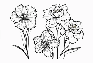 Two carnations and Two daffodils tattoo idea
