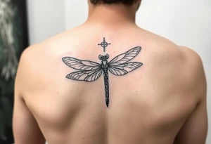 dragonfly with infinity symbol body
easy lines no shading tattoo idea