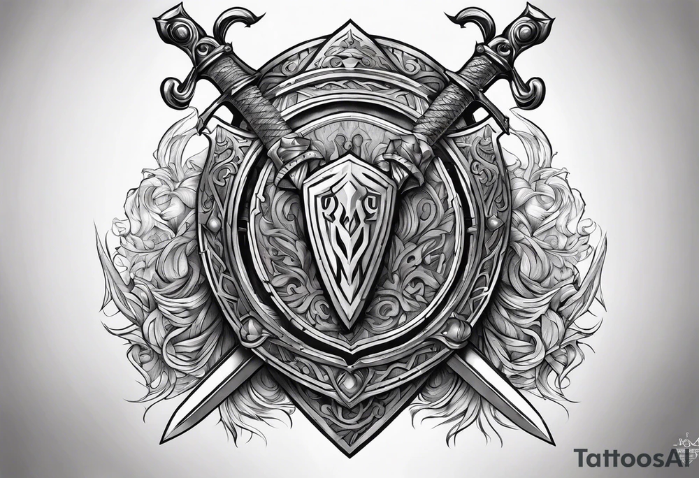 Valhalla sword shield banner tattoo idea