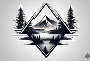 triangle shape trees mountain tattoo idea