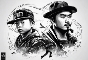 We have 2 boys, one named Parker and the other named Paxtyn. They are both energetic and active. Father is Filipino and mother is Korean. Please create a tattoo using just letters and/or characters tattoo idea