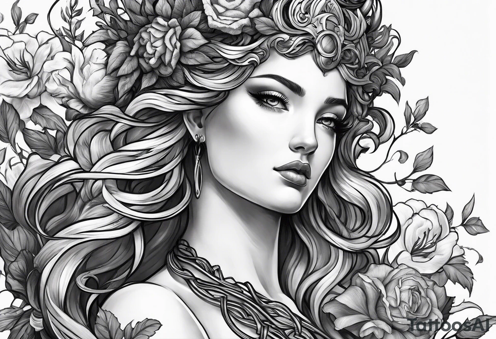 Persephone and medusa side by side tattoo idea